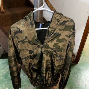 Camo quarter zip rain coat